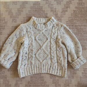 OshKosh B'gosh Kids Cream Cable Knit Sweater with Pastel Threads size 24M